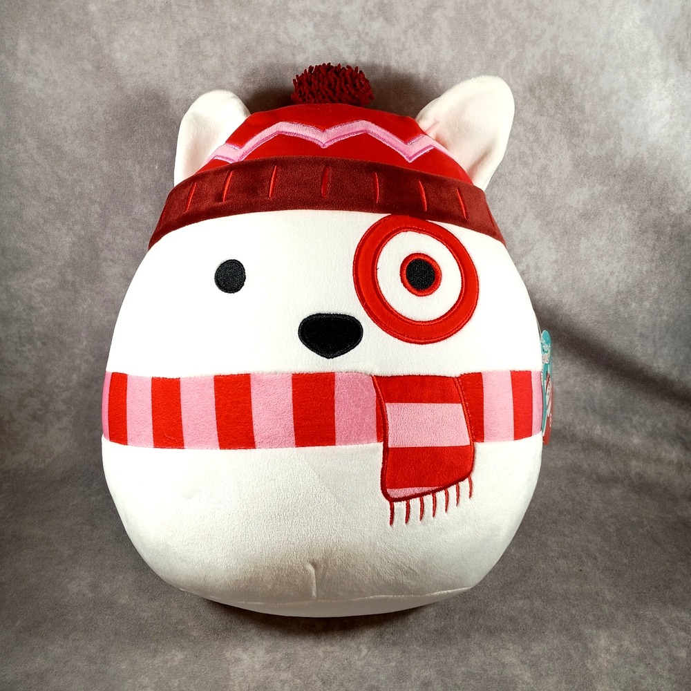 Christmas 2024 Squishmallow Bullseye 12" Plush Target Dog Mascot Winter Berry